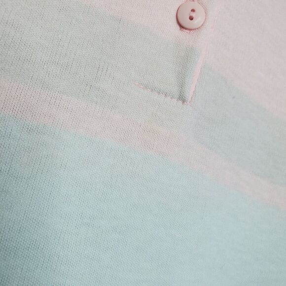Jantzen L Pastel Pink Blue Polo Shirt Colorblock Striped Easter Spring - Picture 5 of 9